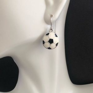 Enamel Soccer Design Drop Earrings